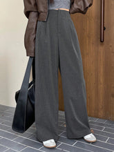 DAZY Striped Wide Leg Pants With Tuck Detail & Elastic Waist Pockets For Women